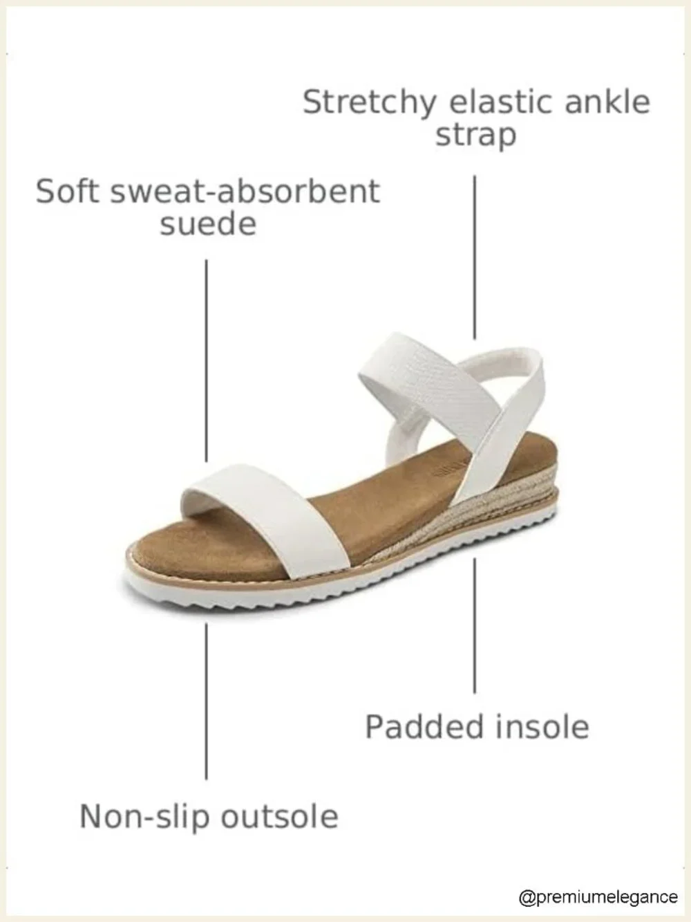 Espadrille Ankle Strap Wedge Sandals - Jute Wrapped 1.6in Heel, Elastic Strap,